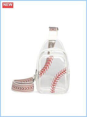 Clear Crossbody Sling Bag Wide Guitar Strap Vegan PU Leather Stadium Approved